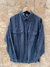 Vintage 90s Gray Floral Paisley Western Cowboy Shirt Size L by Roper